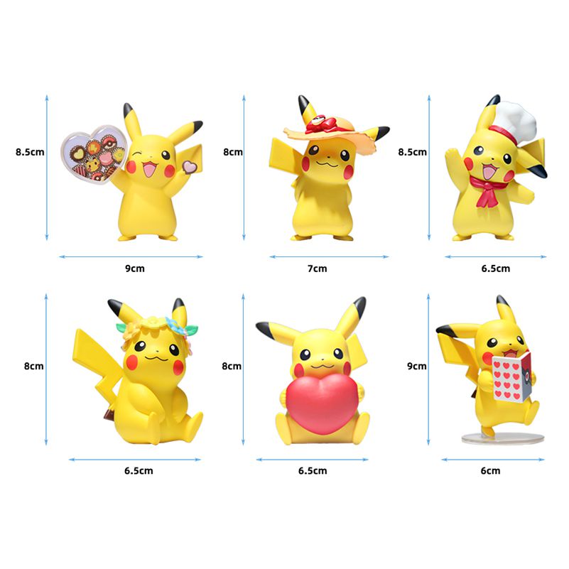 Pokemon Figure Toy Anime Figure Model Toy Cute Pikachu PVC Cake Decoration Ornaments Cartoon Doll Children Toys Gift Set of 6