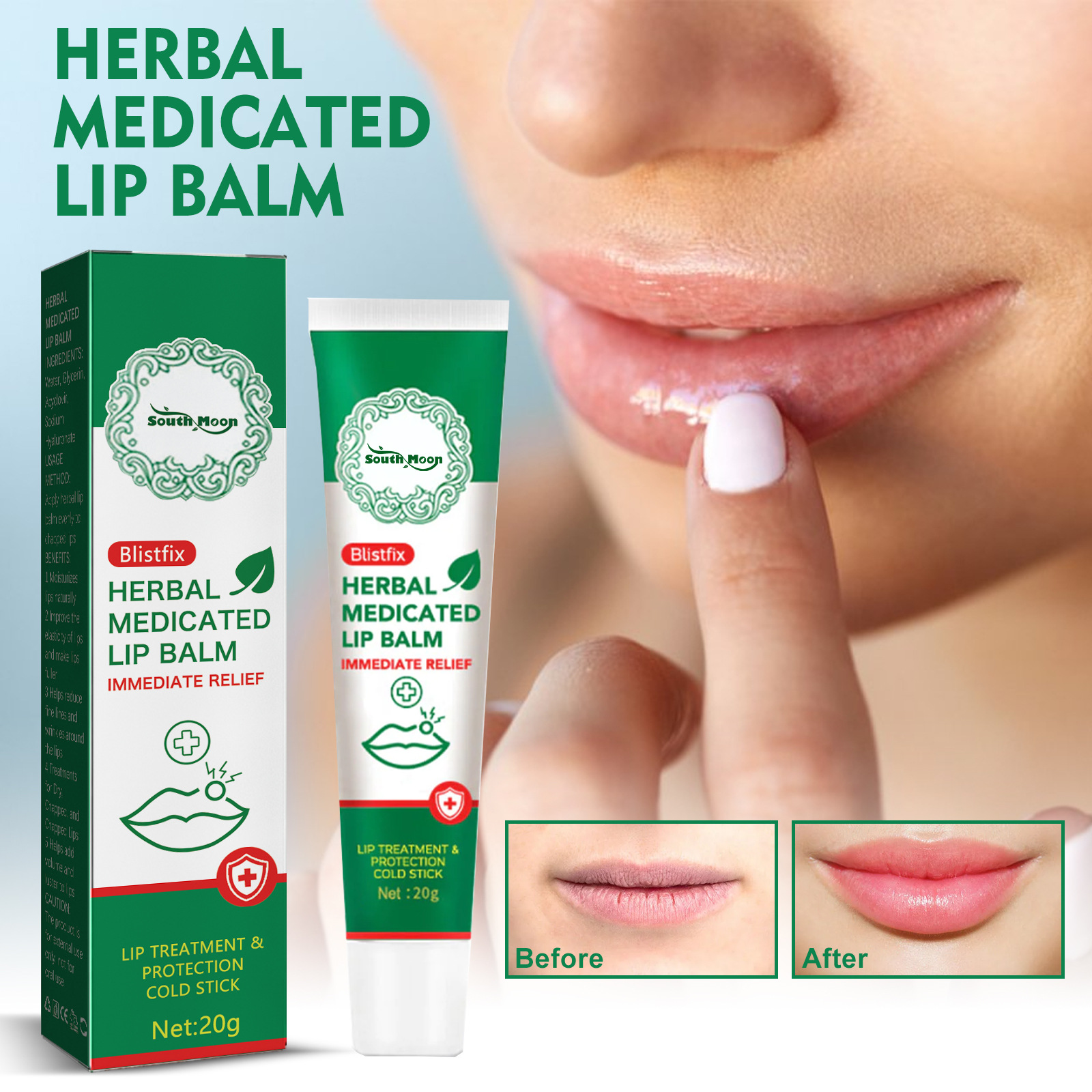 Herbal Lip Cream Lip Oil Balm Cold Sores Treatment Lip Repair Anti Lip Wrinkles Anti-dry Cracking Exfoliating Scrub Moisturizing