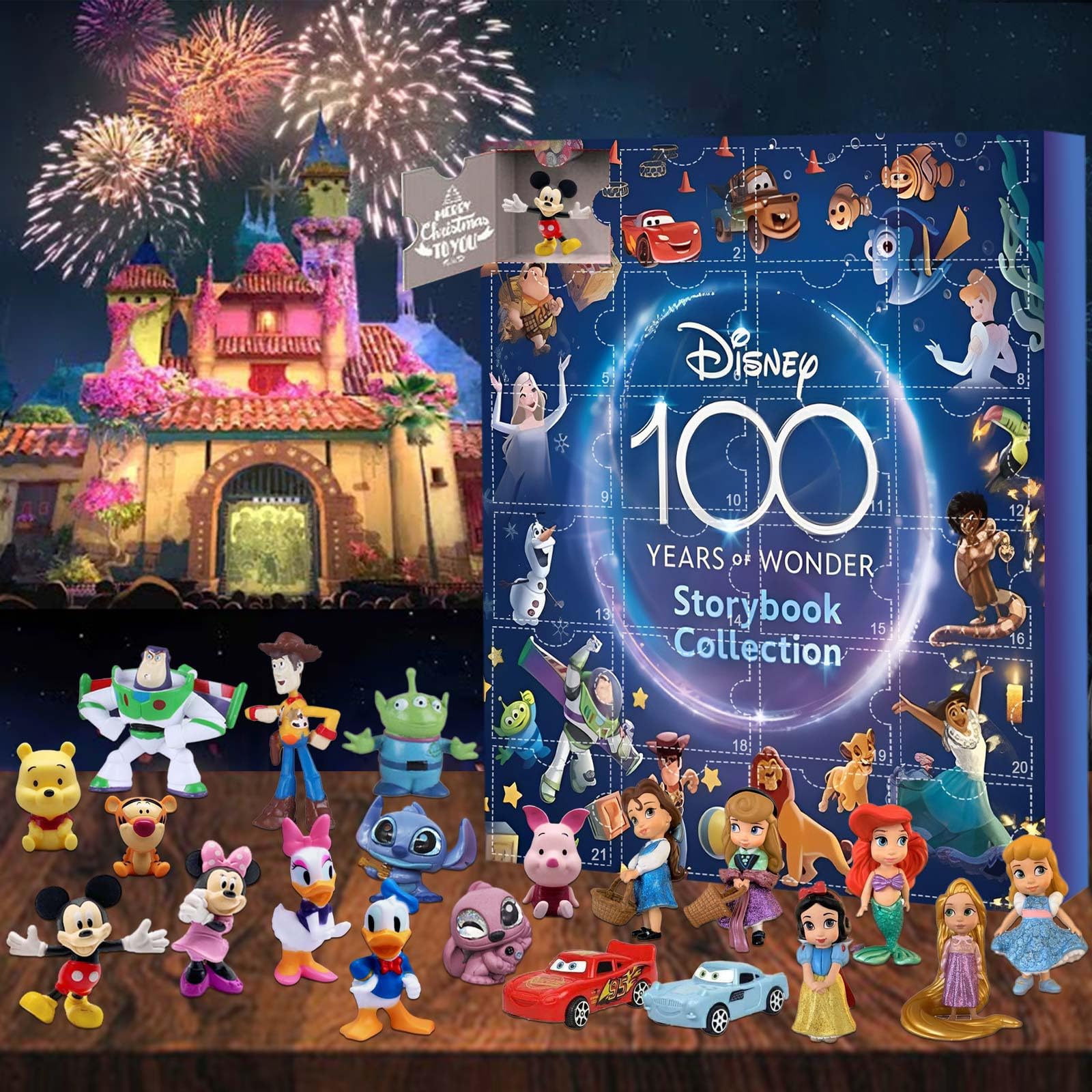 Advent Calendar 2023 Christmas Countdown Calendar 24pcs Cartoon Disney Figure Doll Stocking Stuffer Christmas Gifts for Kids