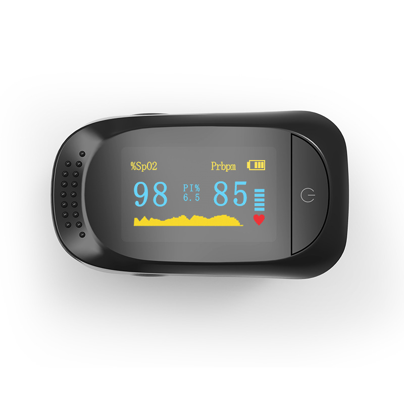Fingertip Pulse Oximeter Blood Oxygen Saturation Monitor Heart Rate Monitor and SpO2 Levels With OLED Screen Black