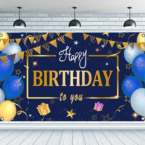 Happy Birthday Banner Backdrop Glitter Birthday Backdrop Sign Party Supplies Photo Background for Children Men Women