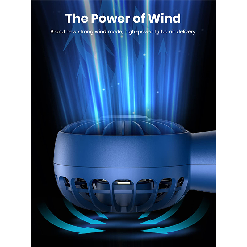 (Blue) Mini Handheld Fan Rechargeable Personal Fan with 3 Speeds Super Compact Cooling Fan for Home Office Travel and Outdoor Activities