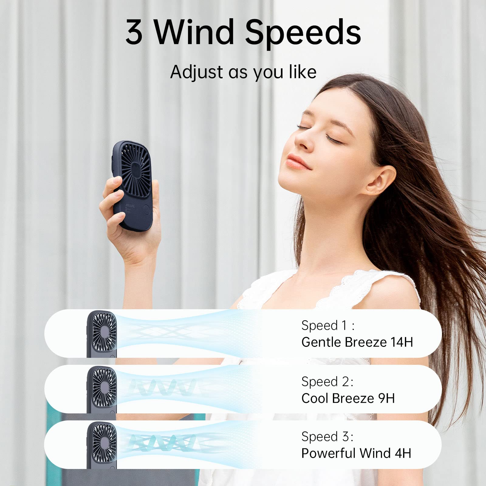 Ultra Slim Portable Hand Mini Fan Battery Operated Eyelash Fan with 3 Speeds
