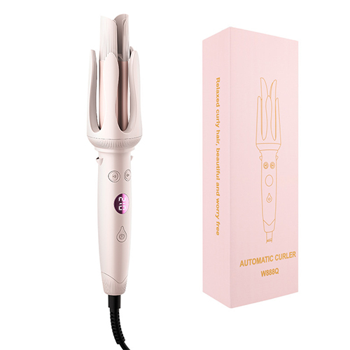 (Pink) Hair Curler Rotating Curling Tongs Curling Iron Auto Curler Ceramic Professional Hair Curler Electric Curling Iron 6 Levels of Temperature Adjustment