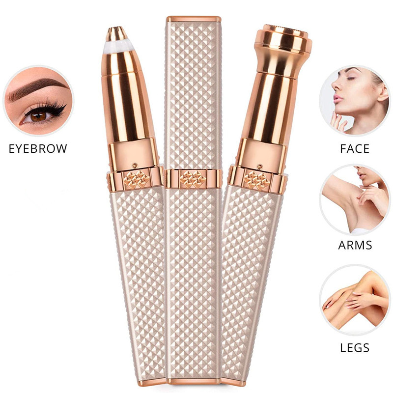 2 in1 USB Rechargeable Eyebrow Trimmer & Shaver for Women - Facial Hair Removal Device
