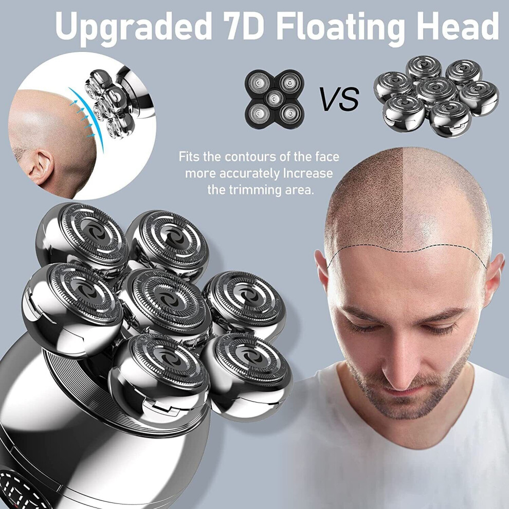 7D Electric Shaver Cordless Mens Razor Trimmer Bald Head Rechargeable