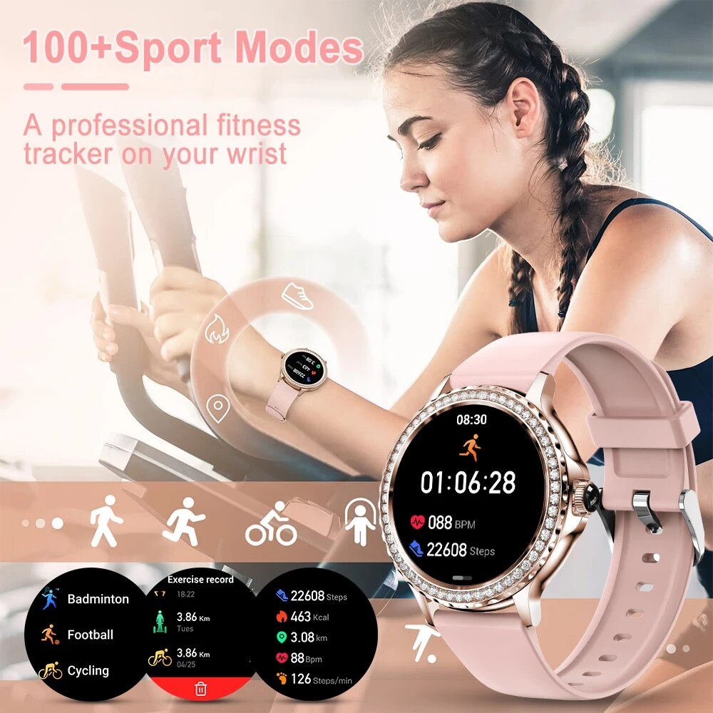 Rosegold Smart Watch For Lady Bluetooth Call Fitness Women Smartwatch DIY Dials