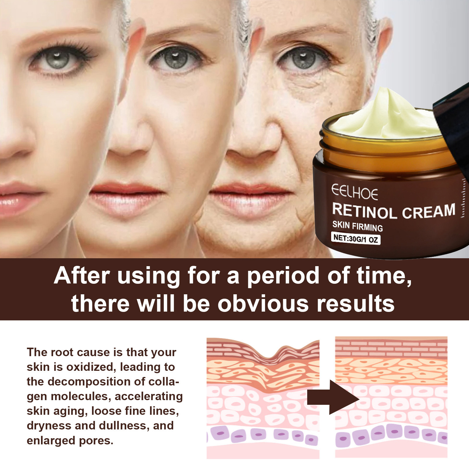 (1 PC) Retinol Face Cream Moisturizing Firming Lifting Anti Aging Fade Fine Lines Brightening Facial Skin Cream Skin Care Korean Cosmetics