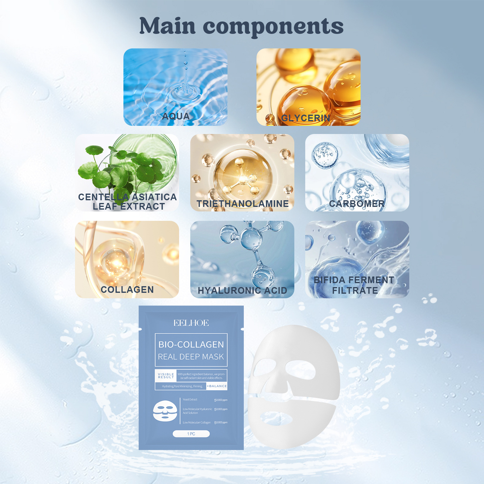 (1 PC) Bio Collagen Real Deep Mask Anti Wrinkle Face Mask Moisturizing Fade Face Fine Line Anti Aging Mask Firming Nourish Brightening Skin Care