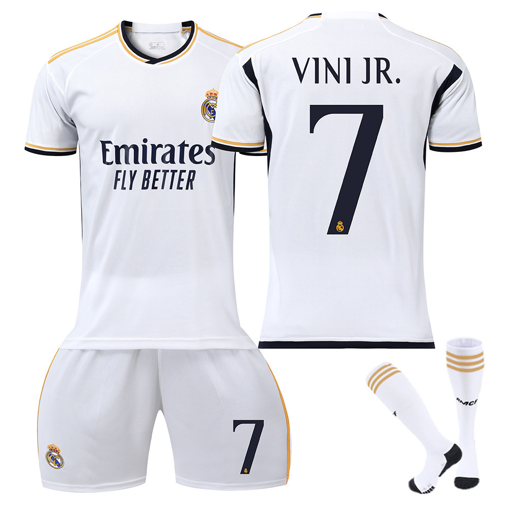 (Kids 16) Real Madrid Home Football Training Shirt Kits No.7 VINI JR.