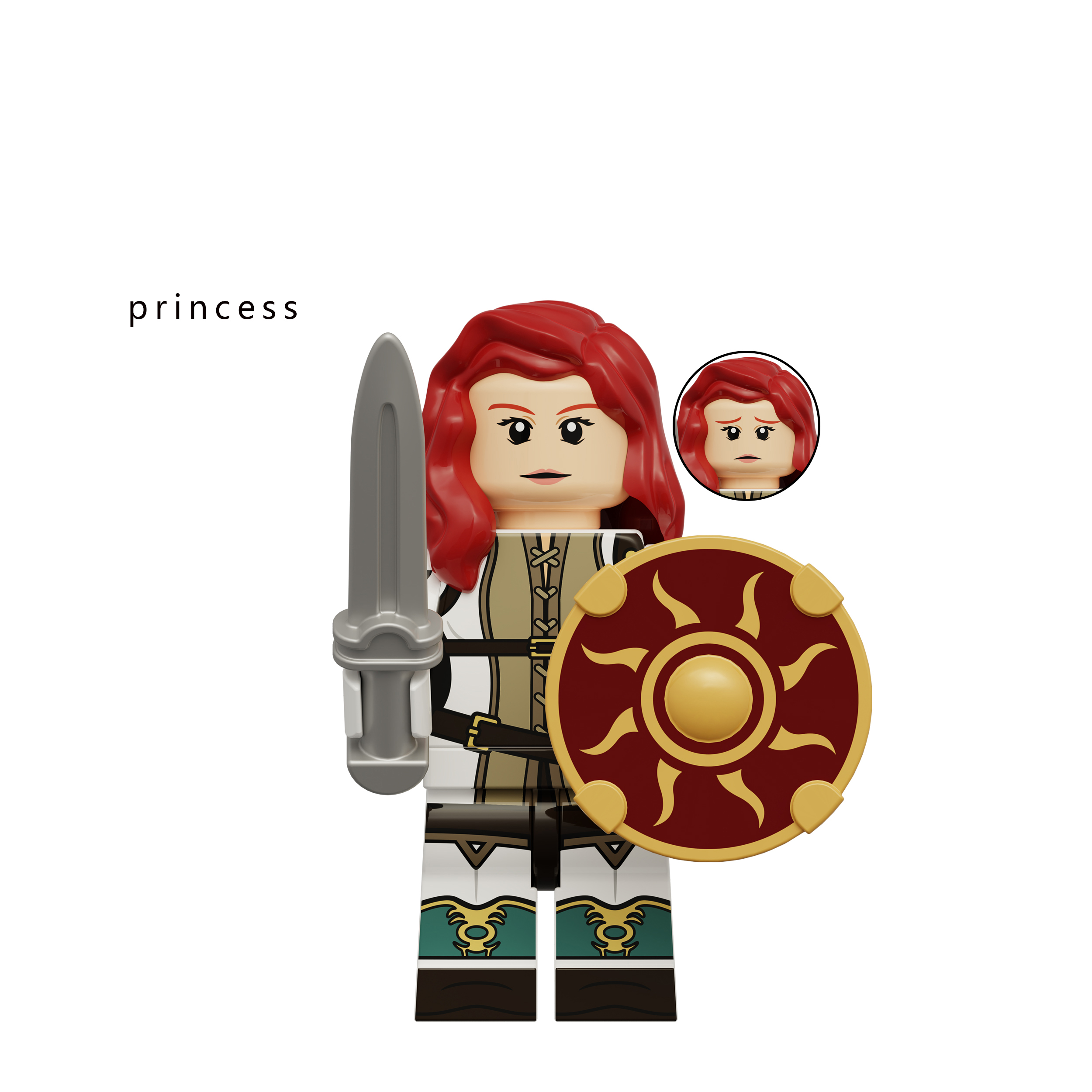 6PCS MOC Minifigures Building Block Toys Ancient Knights Medieval War Horses Princess Soldier Spear Axe Sword Accessories Action Figures Weapon Toys For Kids Fit Lego