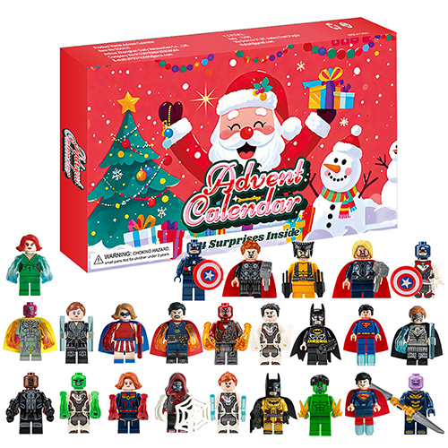 Marvel Advent Calendar Christmas Countdown Calendar Toy Mini Figures Iron Man Hulk Superheroes Avengers Building Blocks  Kids Boys Surprise Box Gifts