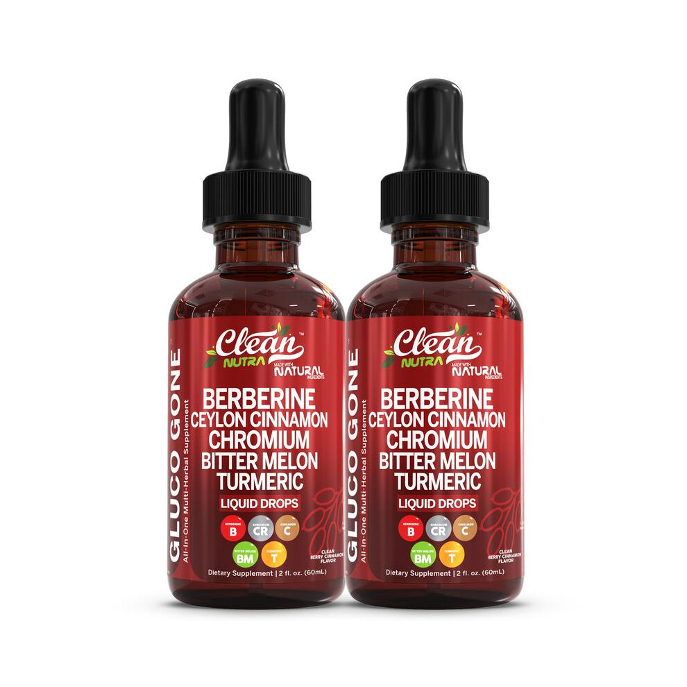 (5 Bottles) Organic Ceylon Cinnamon Berberine Liquid Drops Supplement with Bitter Melon Extract Glucomannan Gymnema Chromium Turmeric Organic Panax Ginseng