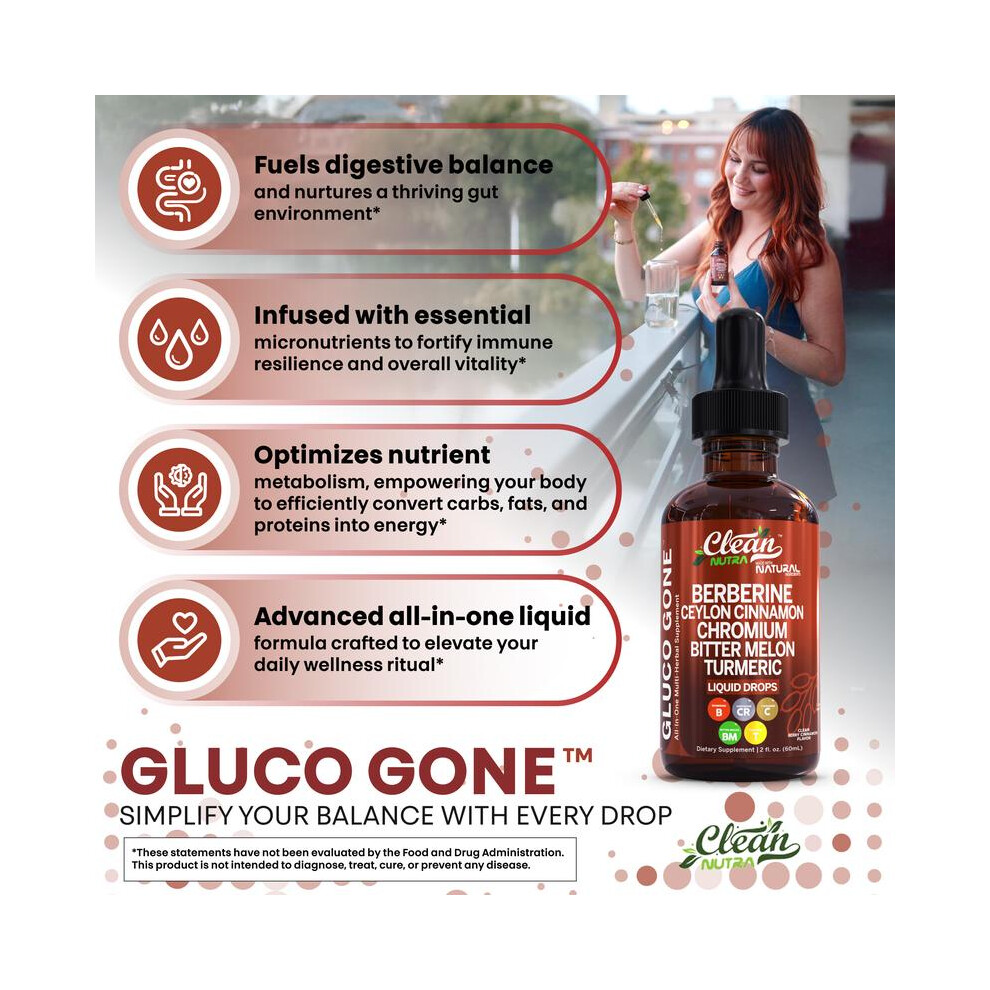 (5 Bottles) Organic Ceylon Cinnamon Berberine Liquid Drops Supplement with Bitter Melon Extract Glucomannan Gymnema Chromium Turmeric Organic Panax Ginseng