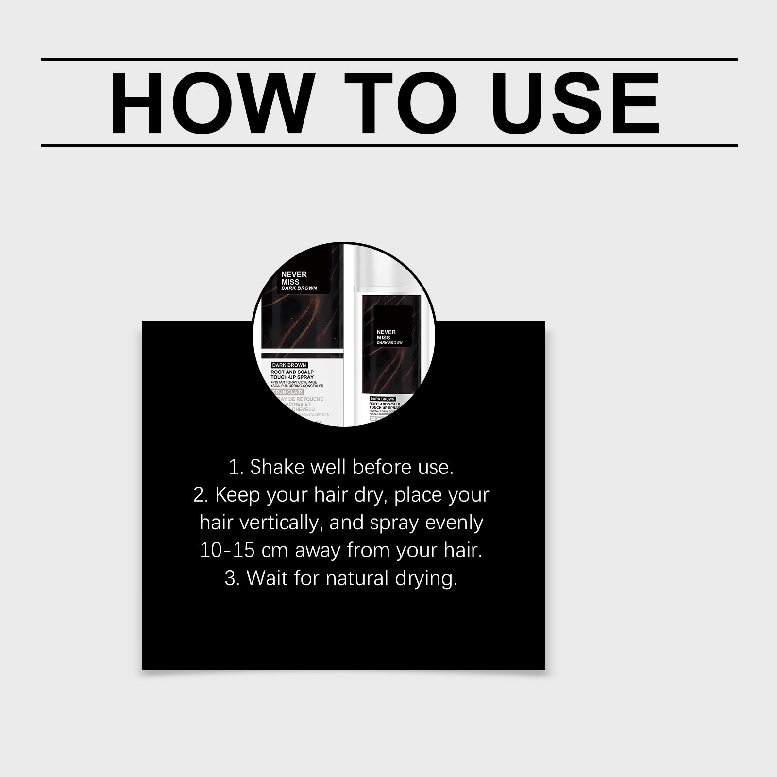 Brown Root and Scalp Touch-Up Spray Covering Gray Hair One Time Color Correction Natural Looking Color Complementary Spray ﻿