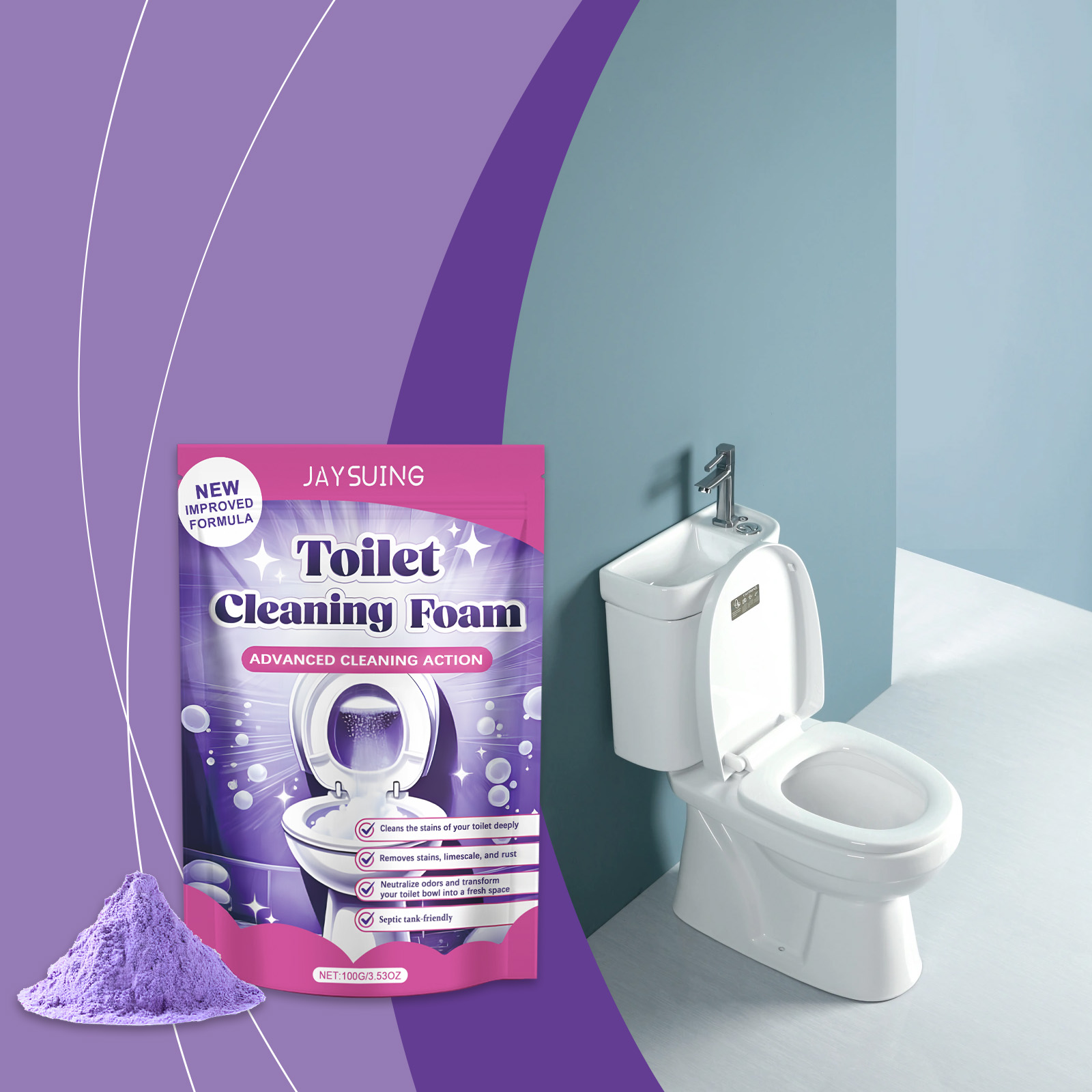 Toilet Bowl Cleaner Self Activating Miracles Powder Foam Deep Descaling Stain Remover Toilet Powder For Toilet Bowl Cleaning ﻿