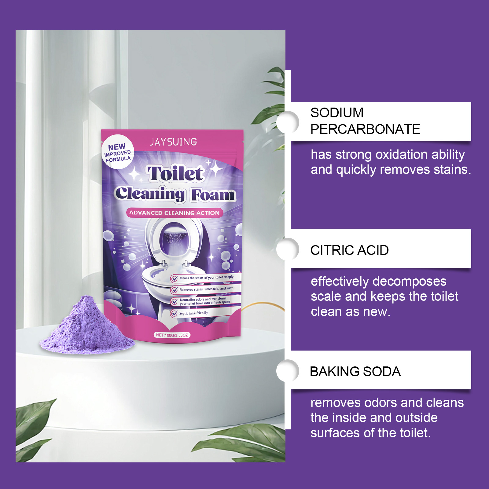 Toilet Bowl Cleaner Self Activating Miracles Powder Foam Deep Descaling Stain Remover Toilet Powder For Toilet Bowl Cleaning ﻿