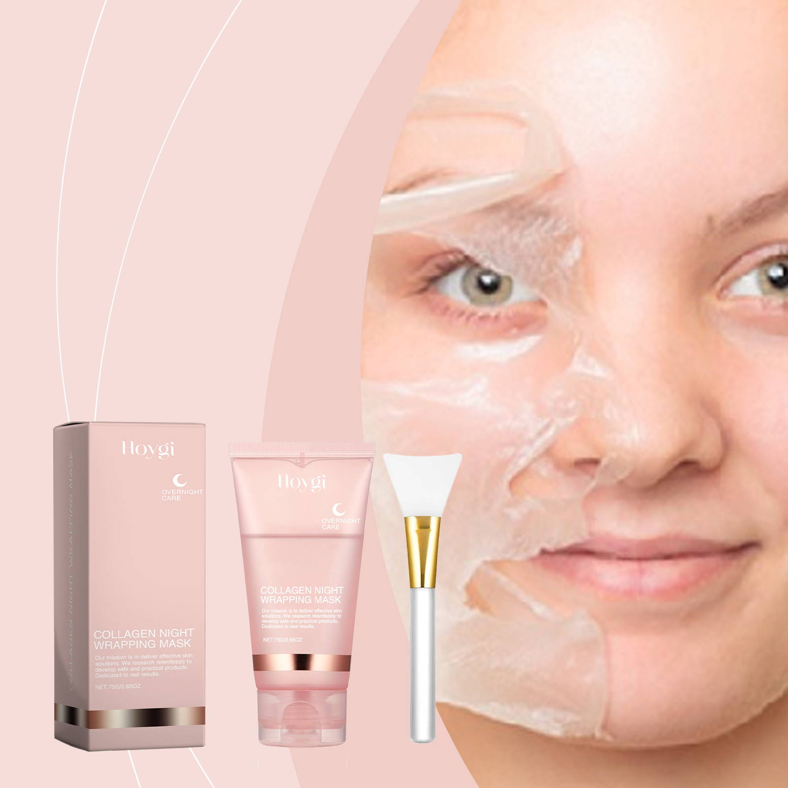 Collagen Overnight Wrapping Peel Off Facial Mask Set Korean Collagen Night Wrapping Mask Deeply Hydrates Night Care Mask Cream ﻿