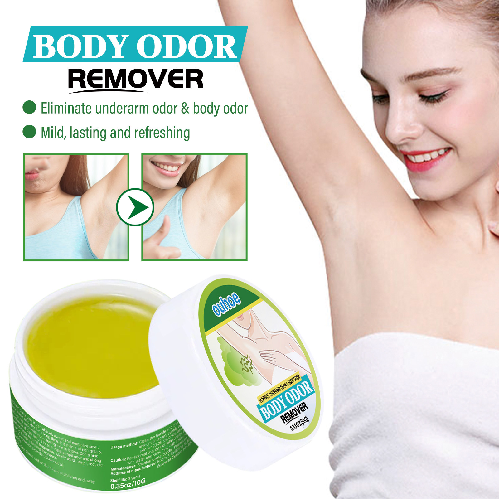 Natural Extract Plant Underarm Deodorant Cream Summer Deodorant For Sweat And Odor Removal Bad Smell Treatment 10g