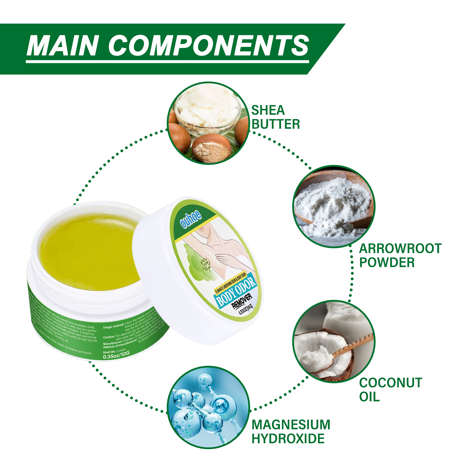 Natural Extract Plant Underarm Deodorant Cream Summer Deodorant For Sweat And Odor Removal Bad Smell Treatment 10g