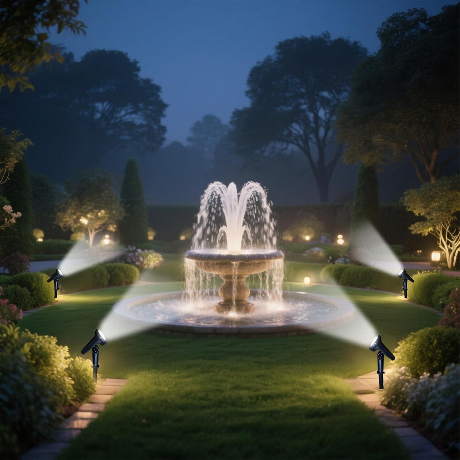 2 Pack Solar Lights Outdoor Garden,6500K LED Solar Spot Lights 3 Modes IP65 Waterproof Garden Uplighters Solar Powered Solar Flood Lights Cool White