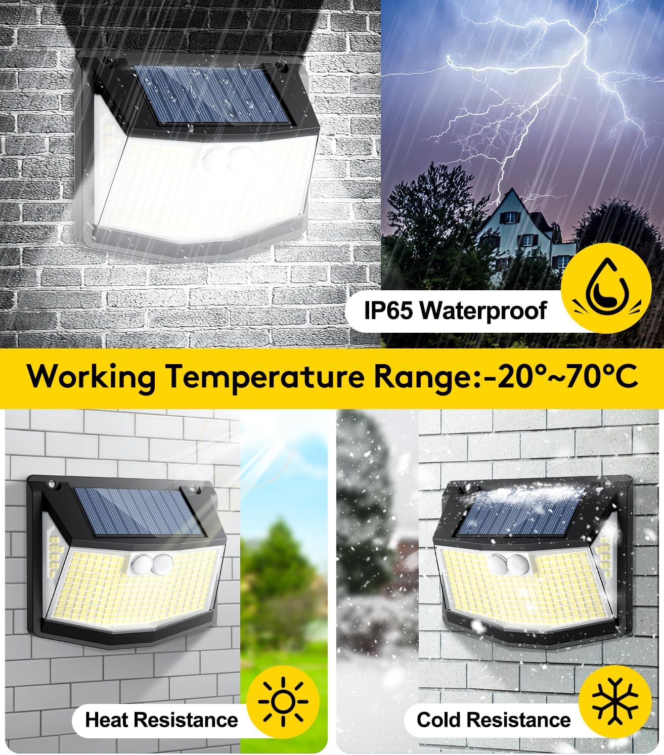 (4 PCS) Solar Lights Outdoor Garden 248 LED Solar Security Light 3 Motion Sensor Modes and 270 Wide Angle Lighting IP65 Waterproof Outside Solar Powered Wall Lights for