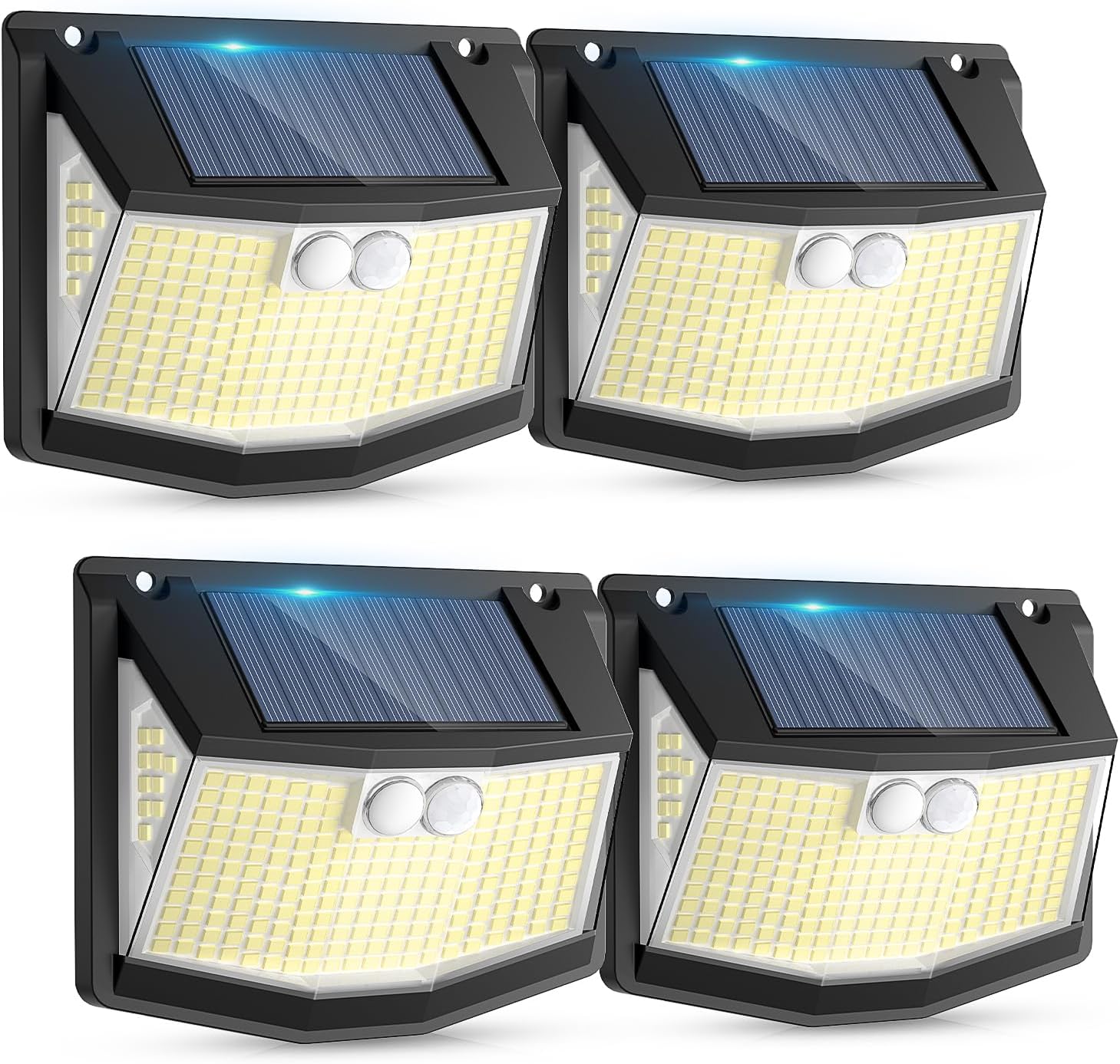 (4 PCS) Solar Lights Outdoor Garden 248 LED Solar Security Light 3 Motion Sensor Modes and 270 Wide Angle Lighting IP65 Waterproof Outside Solar Powered Wall Lights for