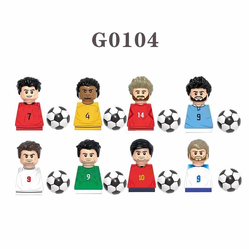 (16 PCS) Kids Toys Soccer World Famous Football Players Figurine Mini Action Building Block Christmas Gifts