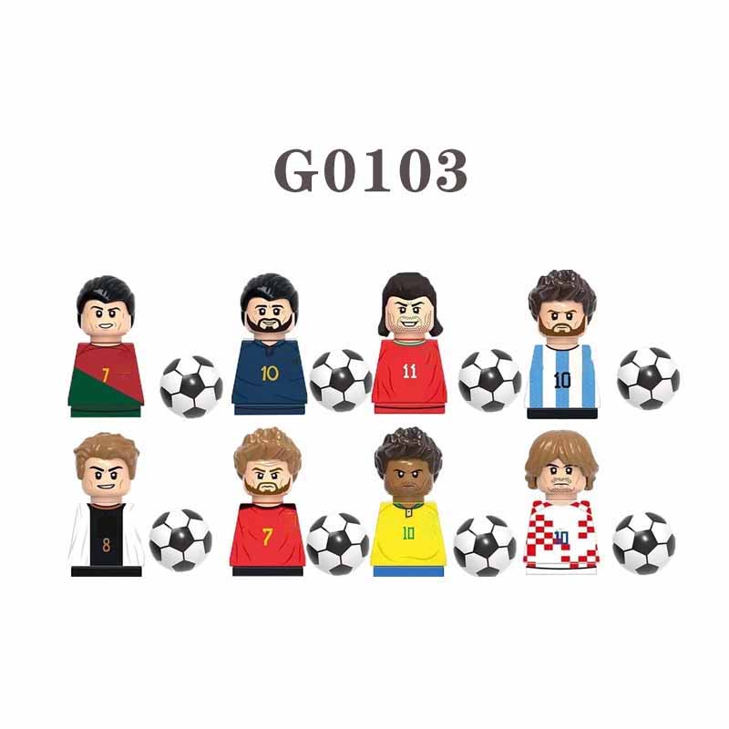 (16 PCS) Kids Toys Soccer World Famous Football Players Figurine Mini Action Building Block Christmas Gifts
