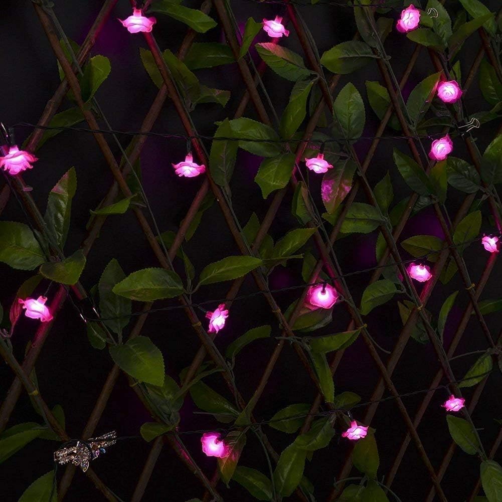  Solar String Lights Garden 6M 30LED Rose Flower Fairy Lights Flower Solar String Lights Outdoor Waterproof