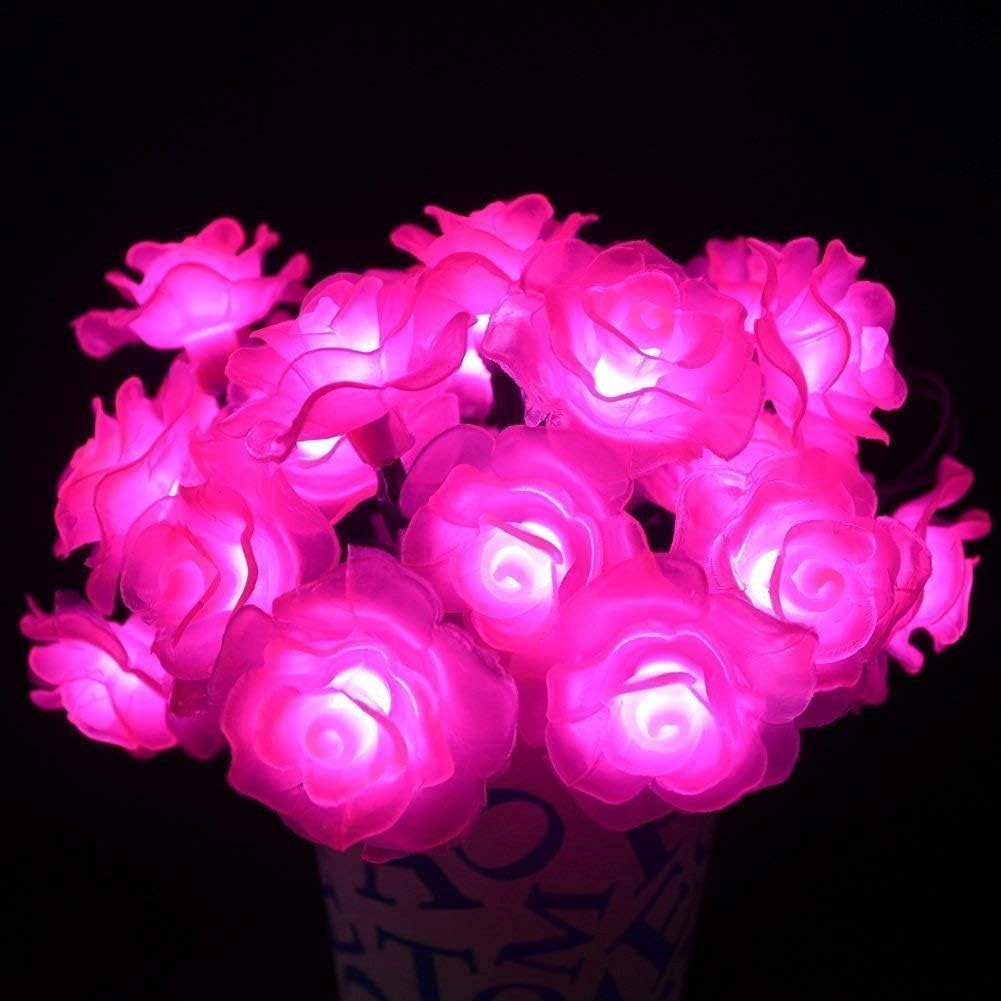  Solar String Lights Garden 6M 30LED Rose Flower Fairy Lights Flower Solar String Lights Outdoor Waterproof