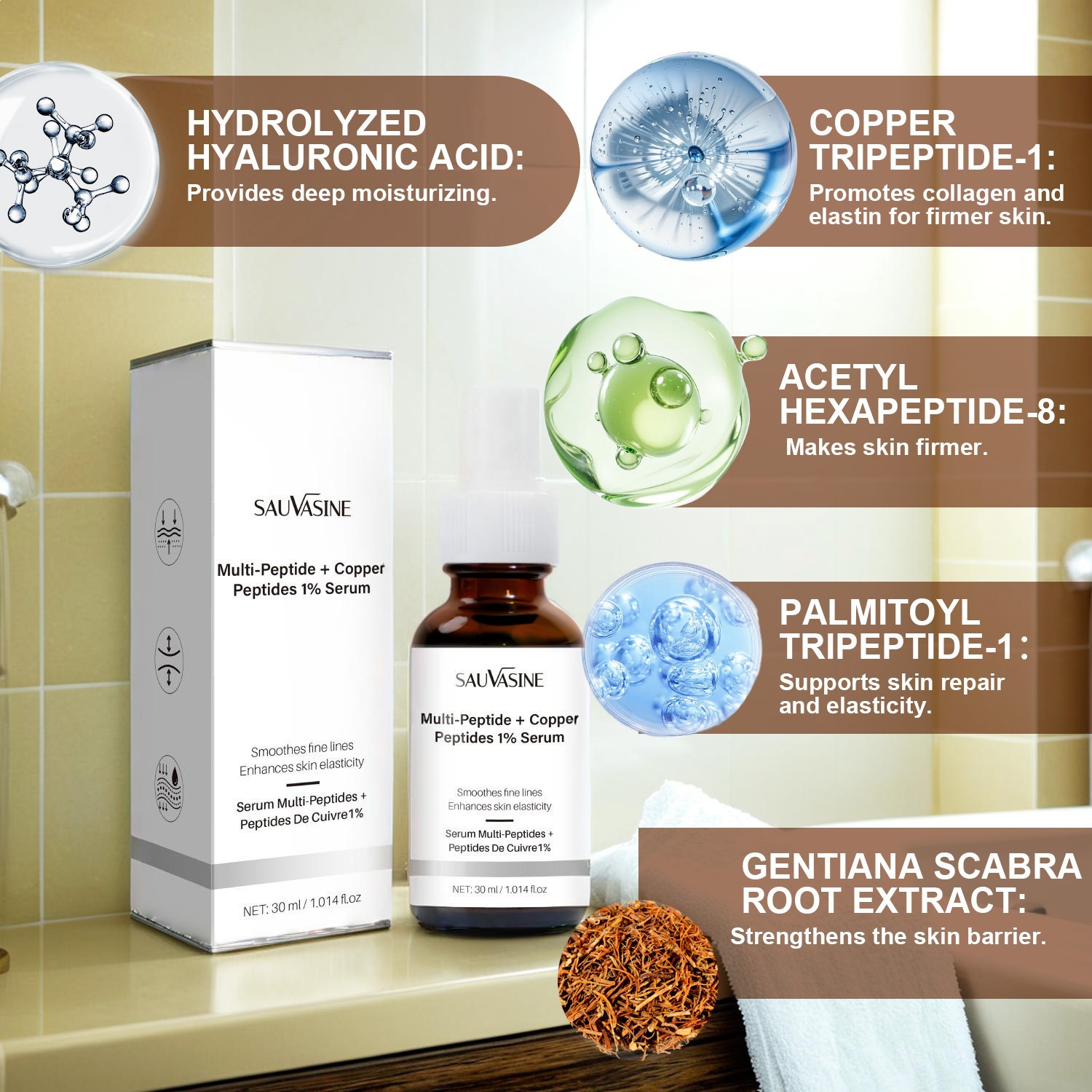 Multi Peptide And Copper Peptide 1 Percent Essence For Hydrating Moisturizing And Fine Line Reduction Facial Oil