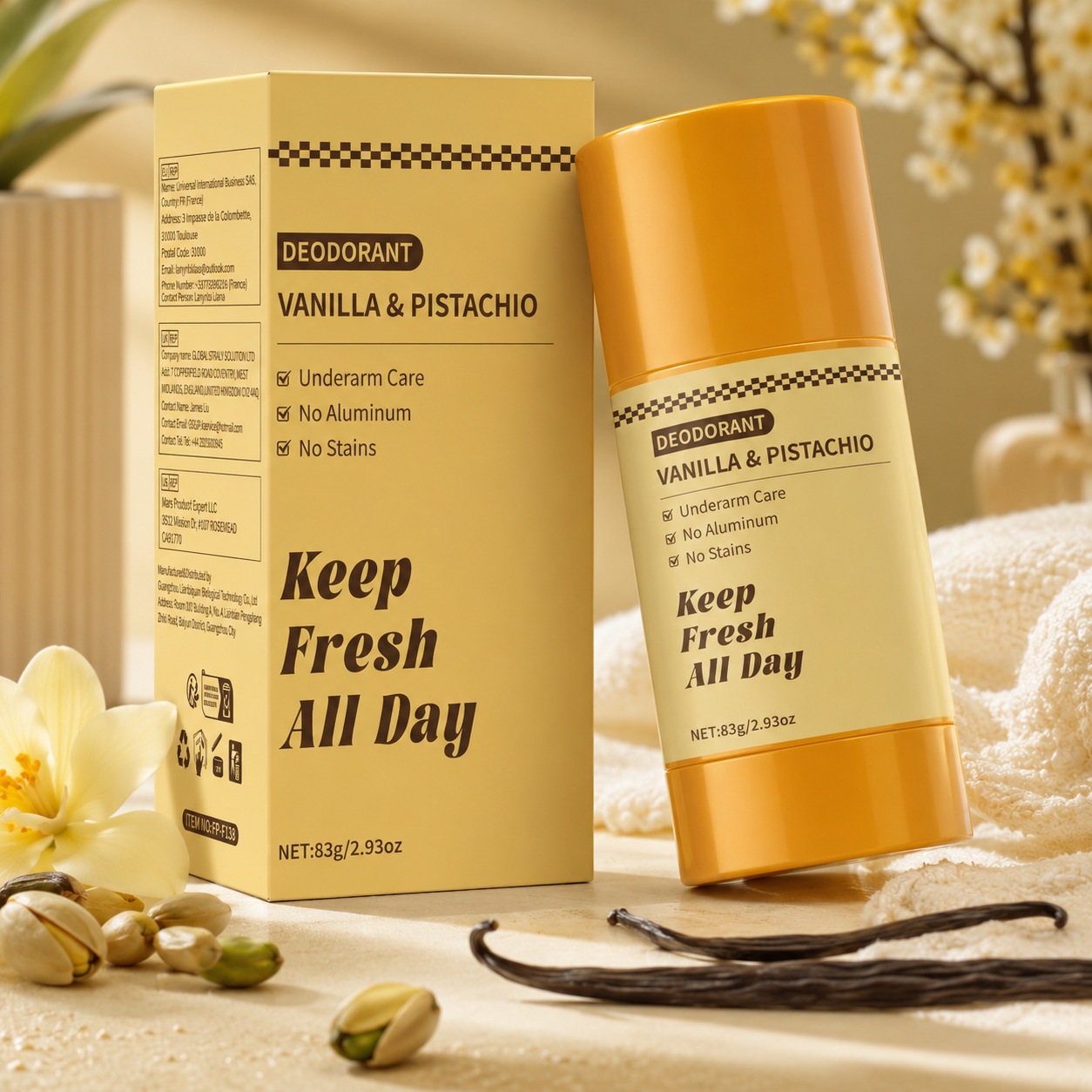 Kojic Acid Turmeric Aluminum Free Deodorant Balm For Odor Control And Gentle Skin Care 83g