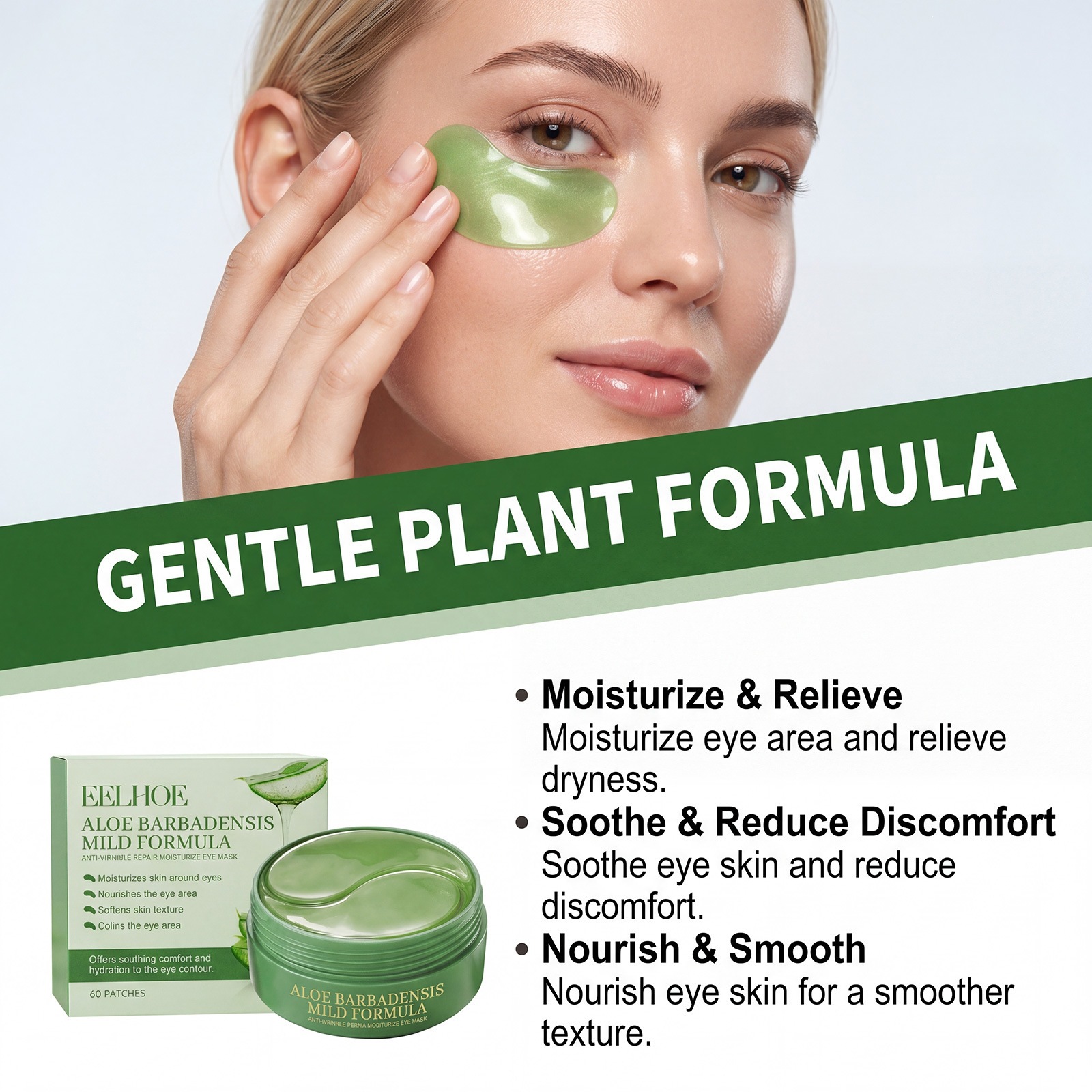 Aloe Vera Moisturizing Eye Mask For Hydrating Soothing And Softening Eye Area Daily Care