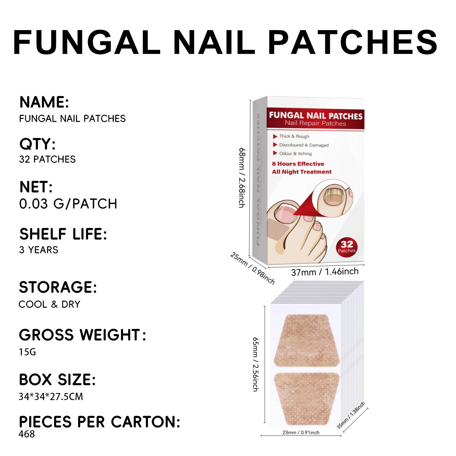 Nail Fungus Repair Patch For Toenail Care Softening Thickened Nails Daily Home Treatment 32 Patches