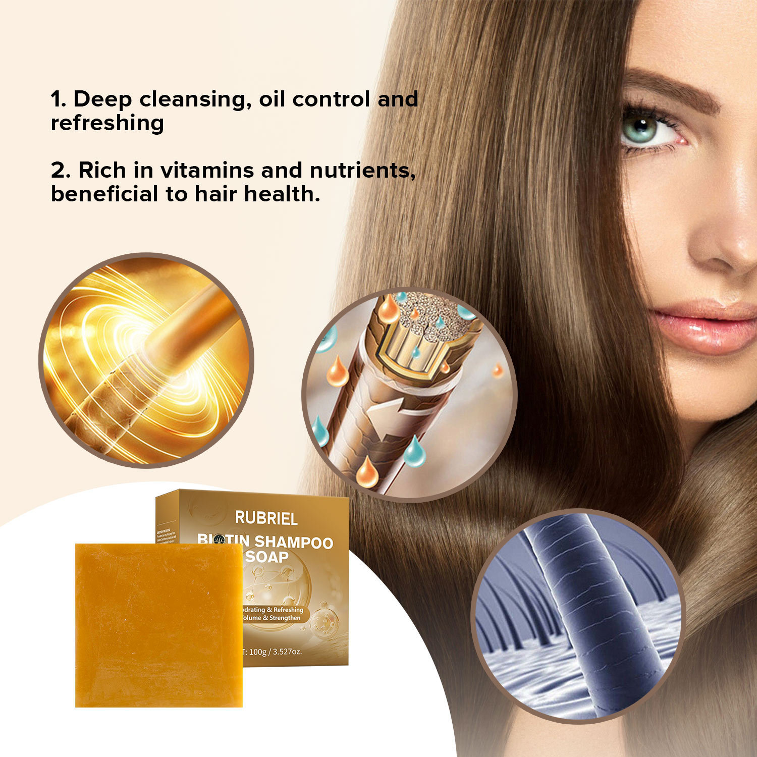 Biotin Shampoo Bar For Hair Growth Nourishing Scalp Strengthening Roots Dry Damaged Hair Care 100g