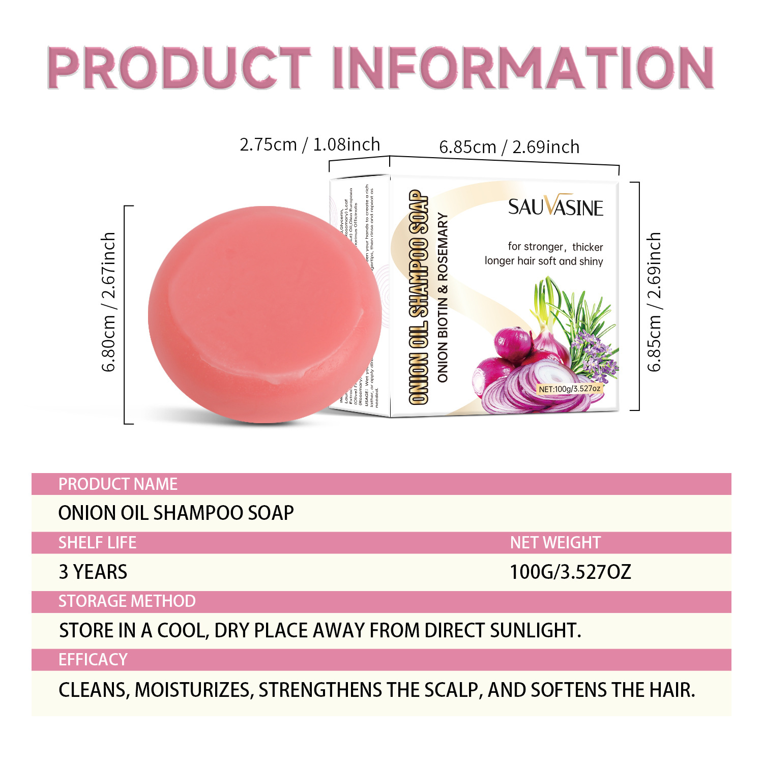 Onion Oil Shampoo Bar Deep Cleansing Frizz Control Nourishing For Dry Damaged Hair Daily Scalp And Strand Care 100g