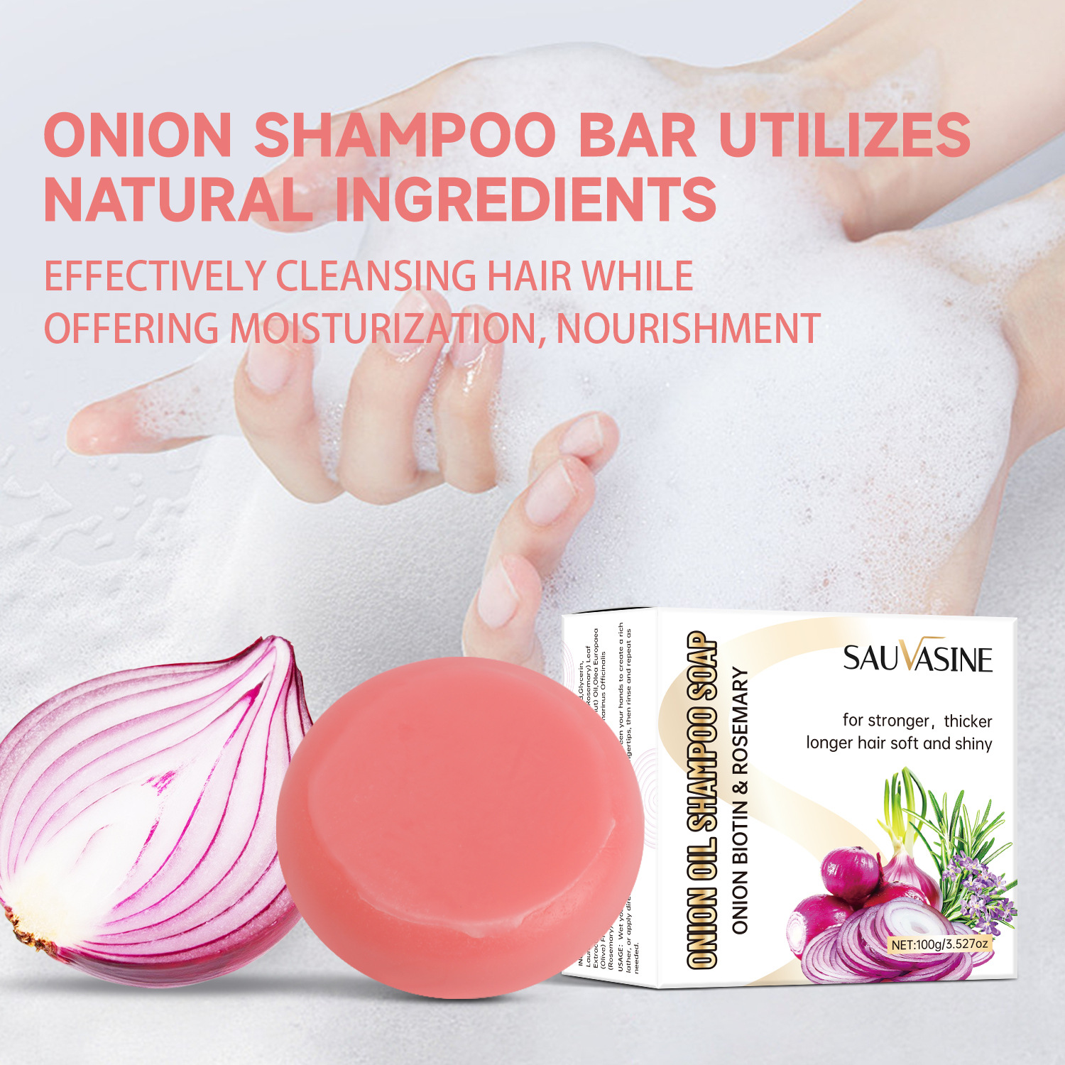 Onion Oil Shampoo Bar Deep Cleansing Frizz Control Nourishing For Dry Damaged Hair Daily Scalp And Strand Care 100g
