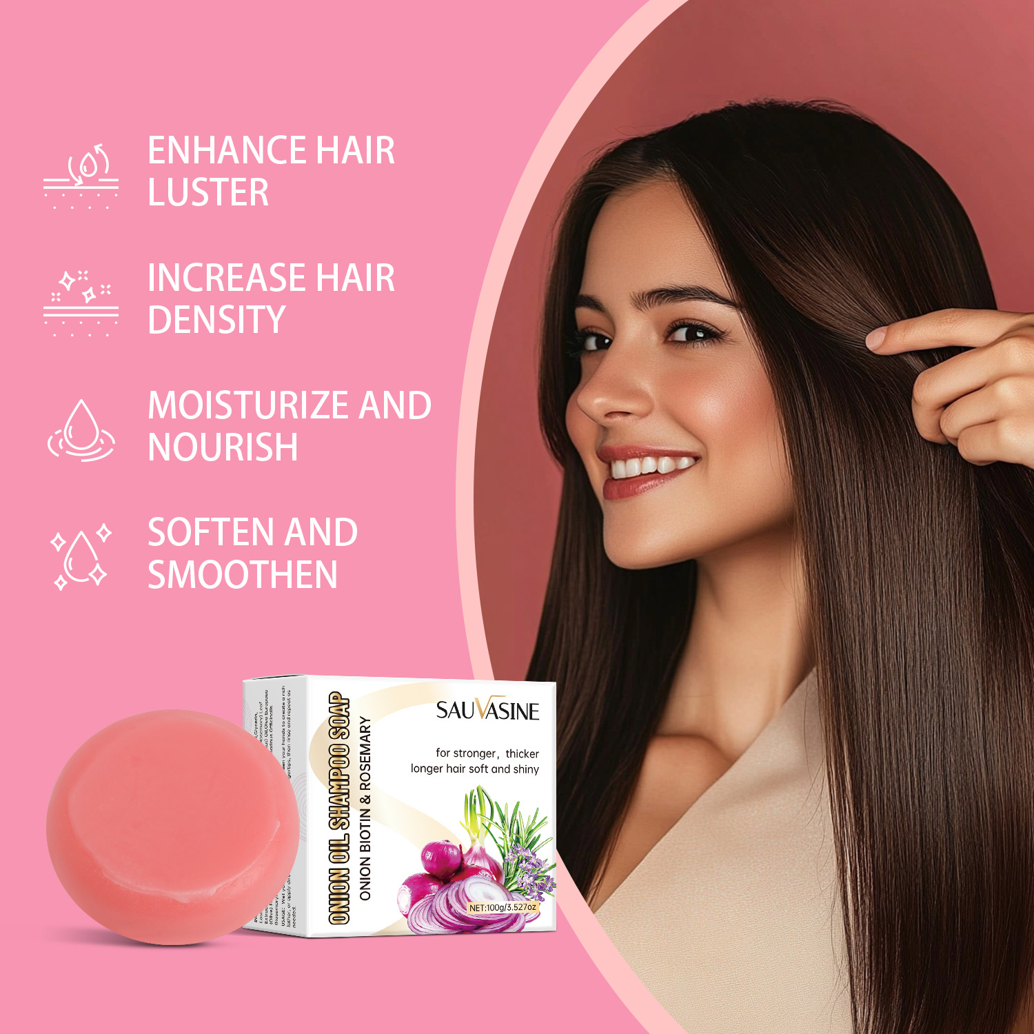 Onion Oil Shampoo Bar Deep Cleansing Frizz Control Nourishing For Dry Damaged Hair Daily Scalp And Strand Care 100g