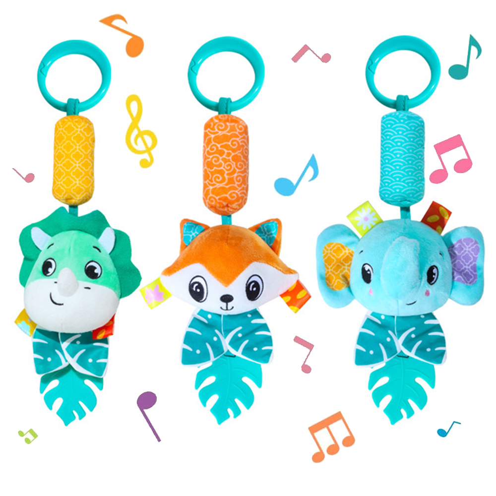 (Fox) Baby Rattles Hanging Toys for Car Seat Crib Stroller Gym Montessori Sensory Plush Toys for Baby 0-12 Months with Teether Newborn