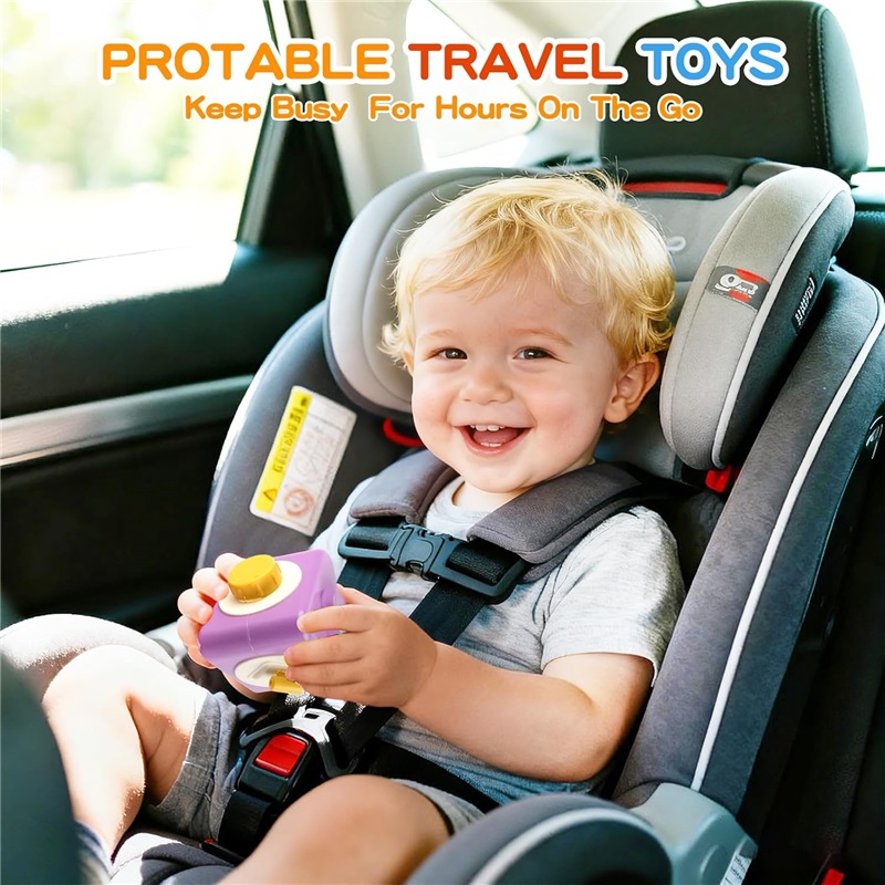 Montessori Activity Cube Busy Board 12-in-1 Travel Toys Airplane Car Educational Activity Stacking  Sensory Toys for Toddlers