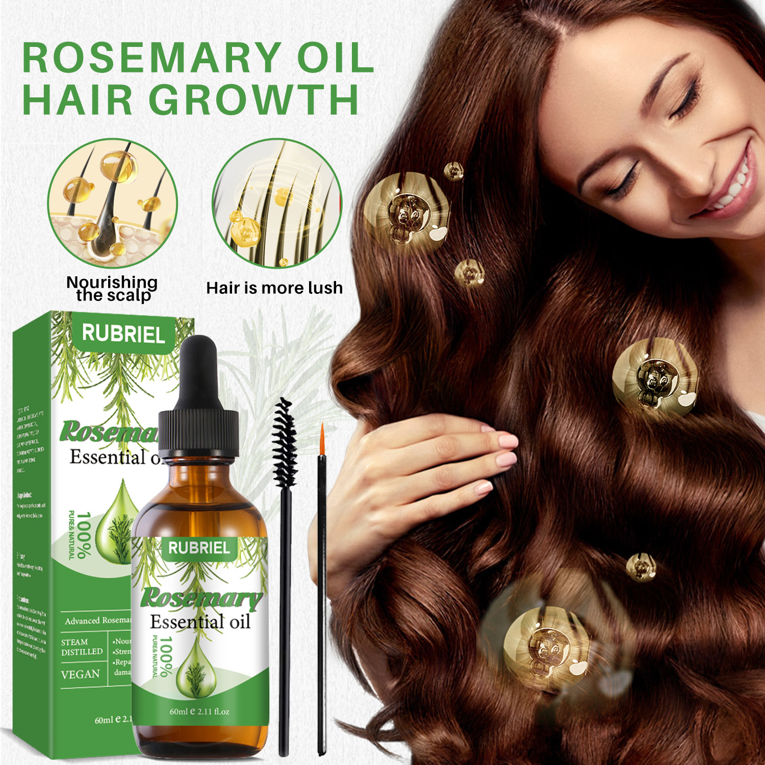 Rosemary Hair Oil Nourishing Strengthening Smoothing For Dry Damaged Hair Daily Scalp And Strand Care 60ml