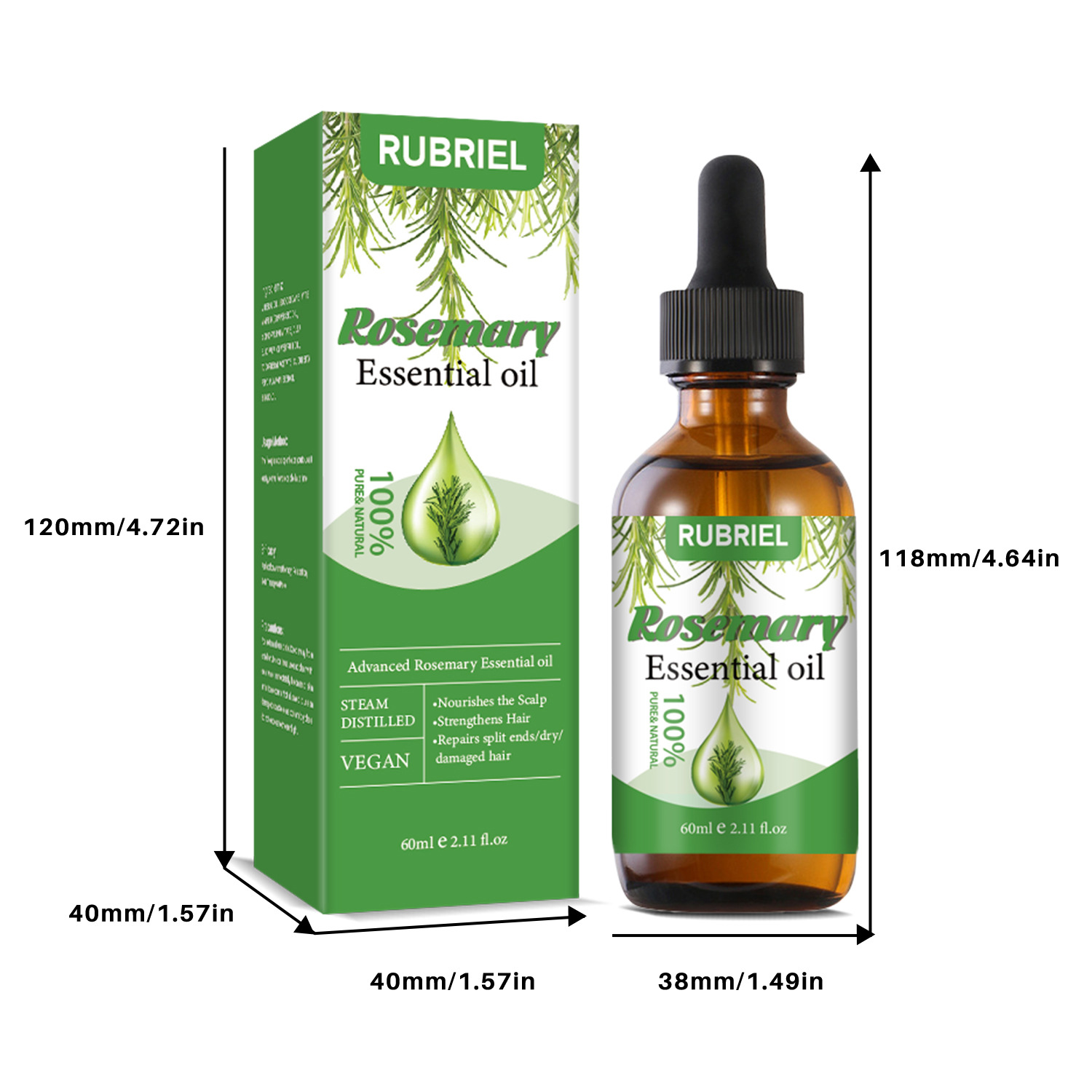 Rosemary Hair Oil Nourishing Strengthening Smoothing For Dry Damaged Hair Daily Scalp And Strand Care 60ml
