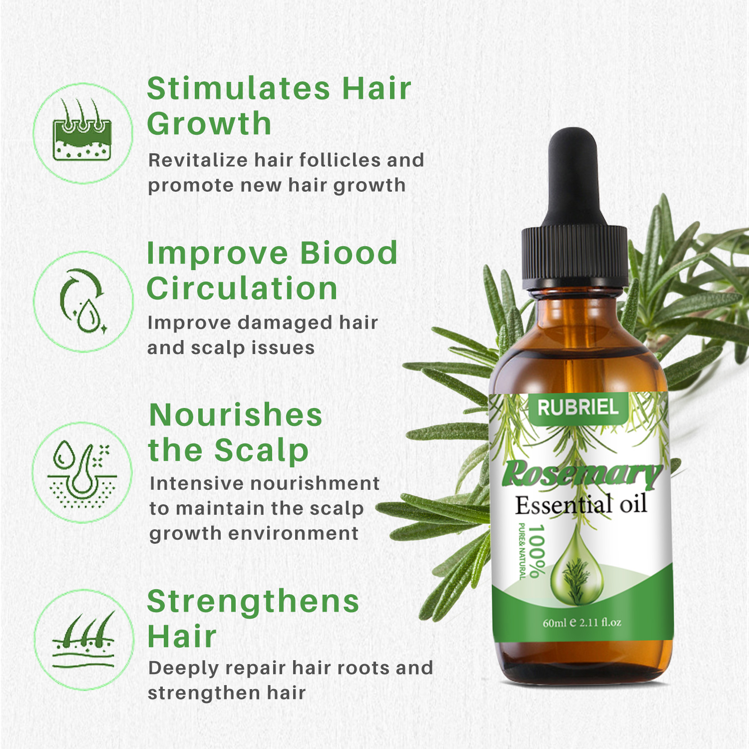 Rosemary Hair Oil Nourishing Strengthening Smoothing For Dry Damaged Hair Daily Scalp And Strand Care 60ml