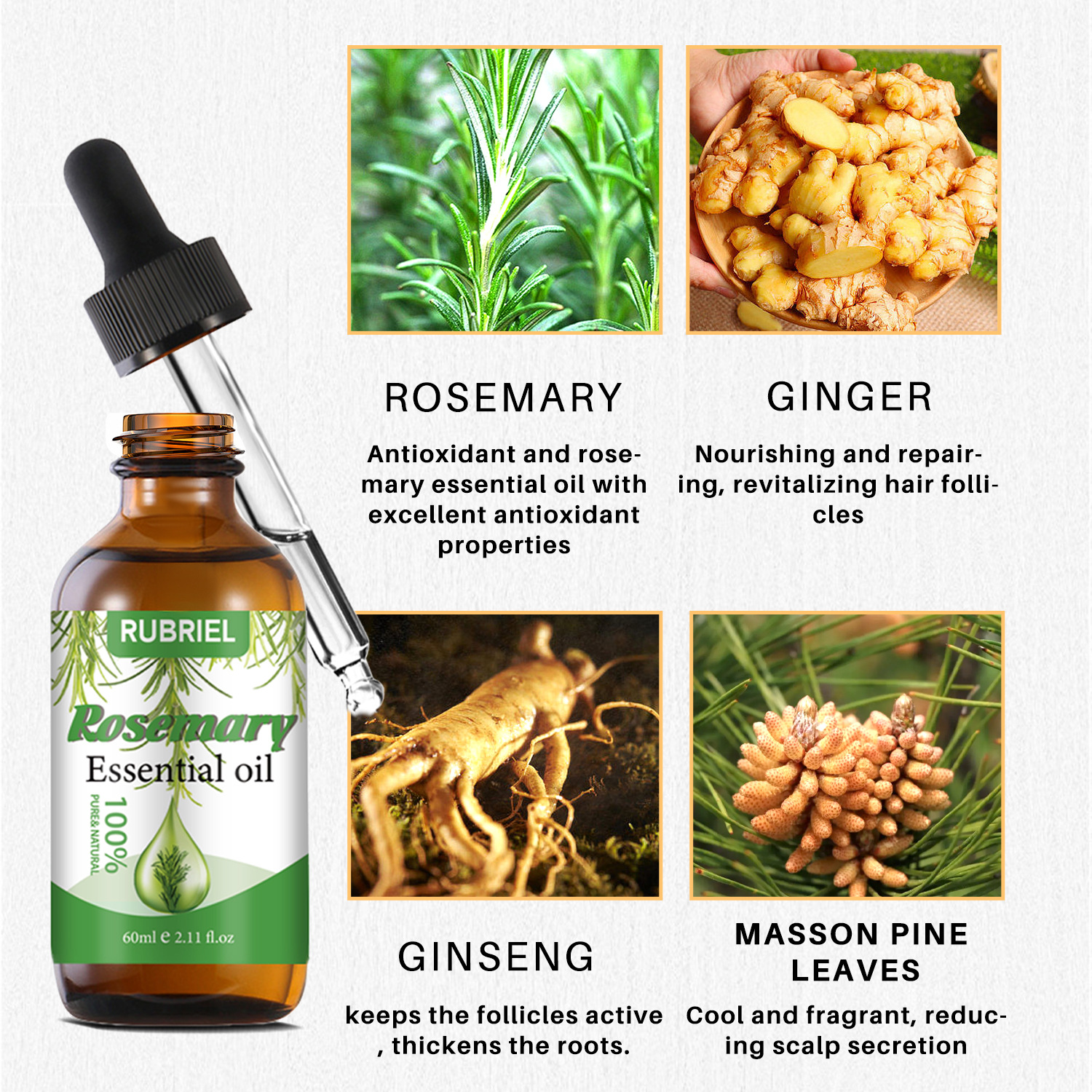 Rosemary Hair Oil Nourishing Strengthening Smoothing For Dry Damaged Hair Daily Scalp And Strand Care 60ml