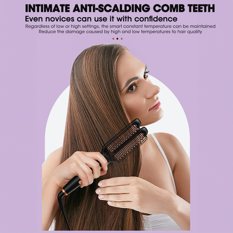 Electric Anti Frizz Hair Hot Comb Brush Straightener One Step 2 In 1 Ceramic With Lcd Digital Display Hair Straightener Brush