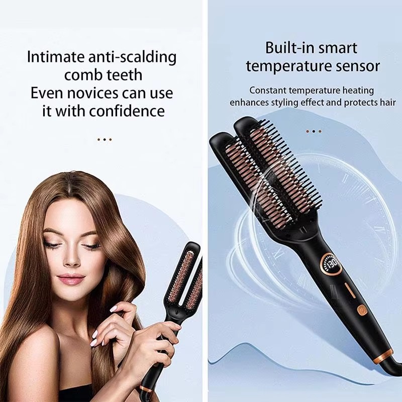 Electric Anti Frizz Hair Hot Comb Brush Straightener One Step 2 In 1 Ceramic With Lcd Digital Display Hair Straightener Brush