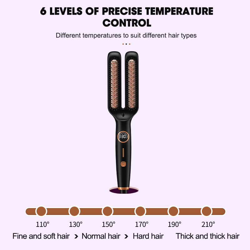 Electric Anti Frizz Hair Hot Comb Brush Straightener One Step 2 In 1 Ceramic With Lcd Digital Display Hair Straightener Brush