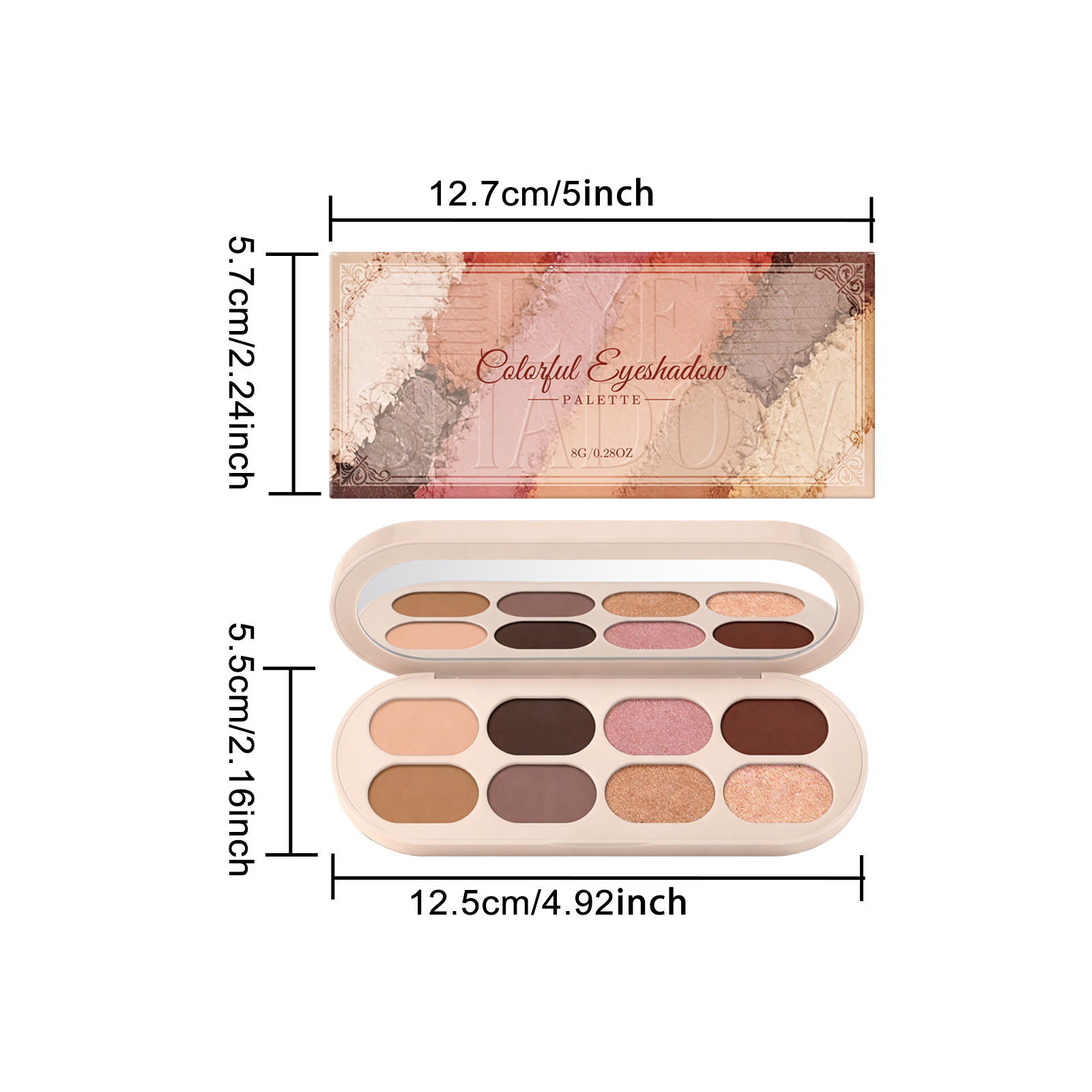 Colorful Eyeshadow Palette Light Glossy Pigmented Mini Fine Powder Rich Shades Daily Office Suitable Compact Smooth Delicate Vibrant