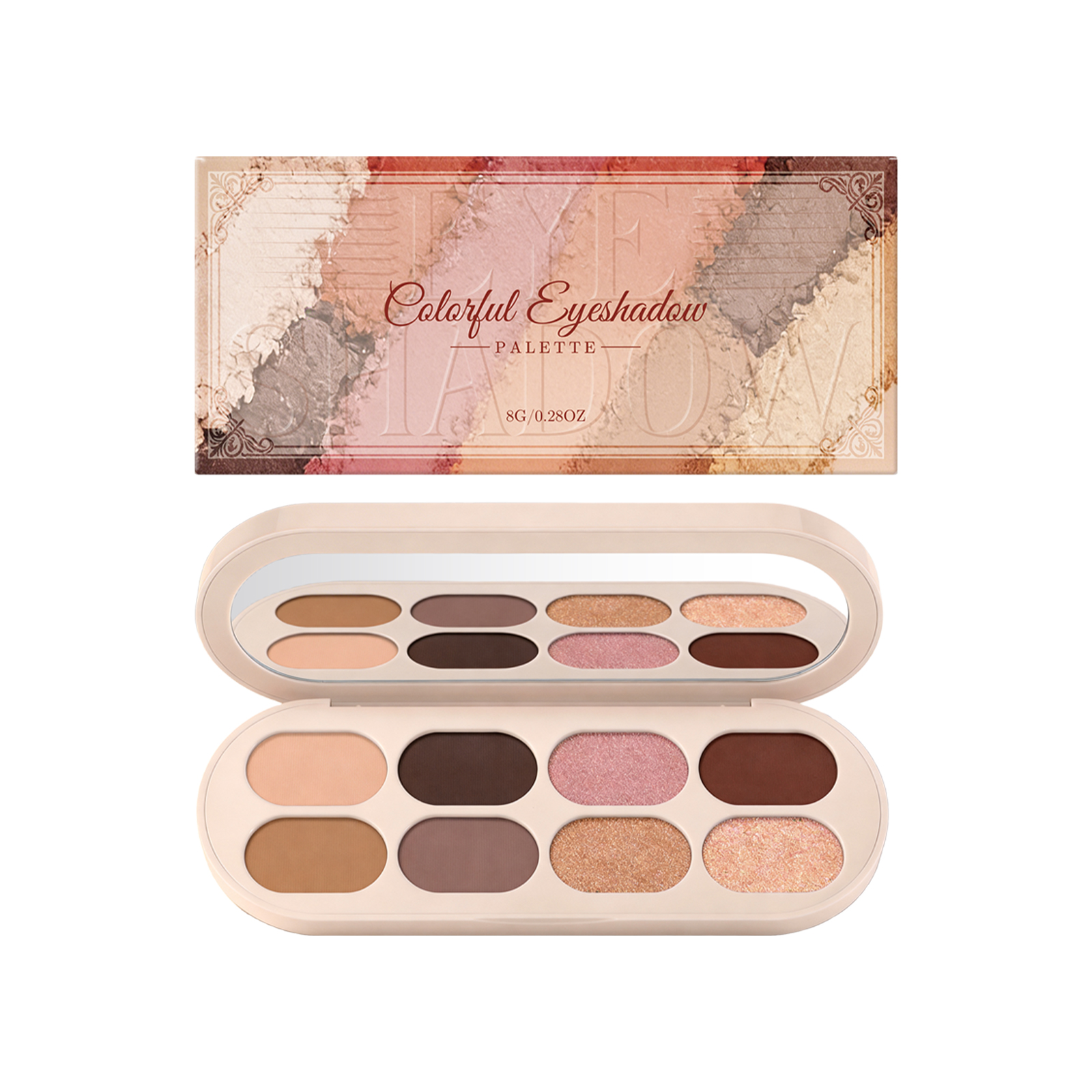 Colorful Eyeshadow Palette Light Glossy Pigmented Mini Fine Powder Rich Shades Daily Office Suitable Compact Smooth Delicate Vibrant
